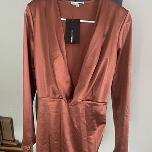 Fashion Nova Copper Long Sleeve Dress
